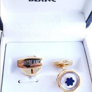 New Montblanc  Gold Coated Pearl Cufflinks